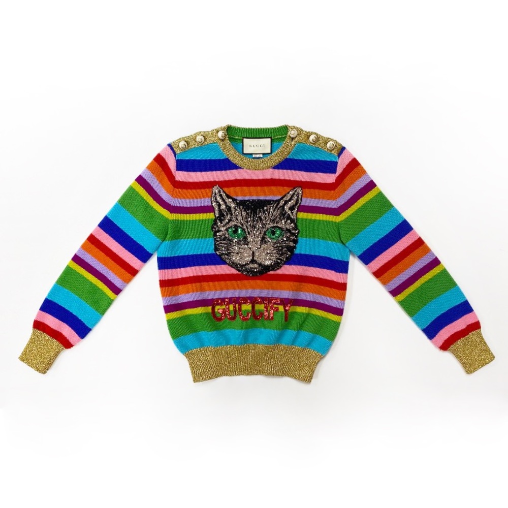 SOLD Authentic Gucci Guccify Cat Sweater size M - Picture 2 of 8